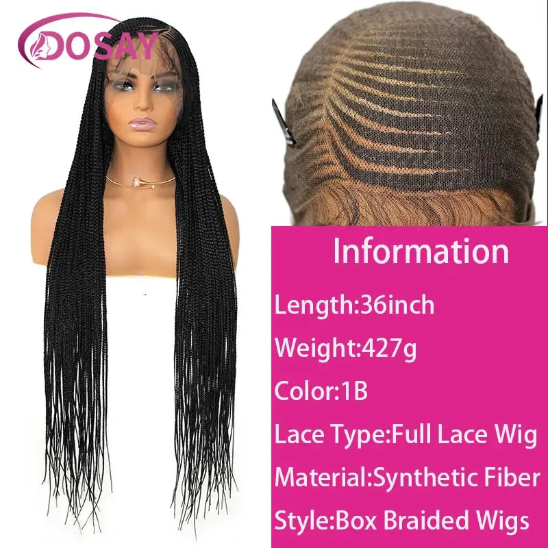 Synthetic Full Lace Front Cornrow Double Braided Wigs For Women Box Side Part Braided Wig Faux Locs