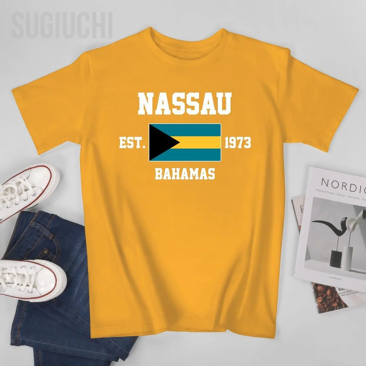 Bahamas Flag EST. 1973 Nassau Cotton T-Shirt