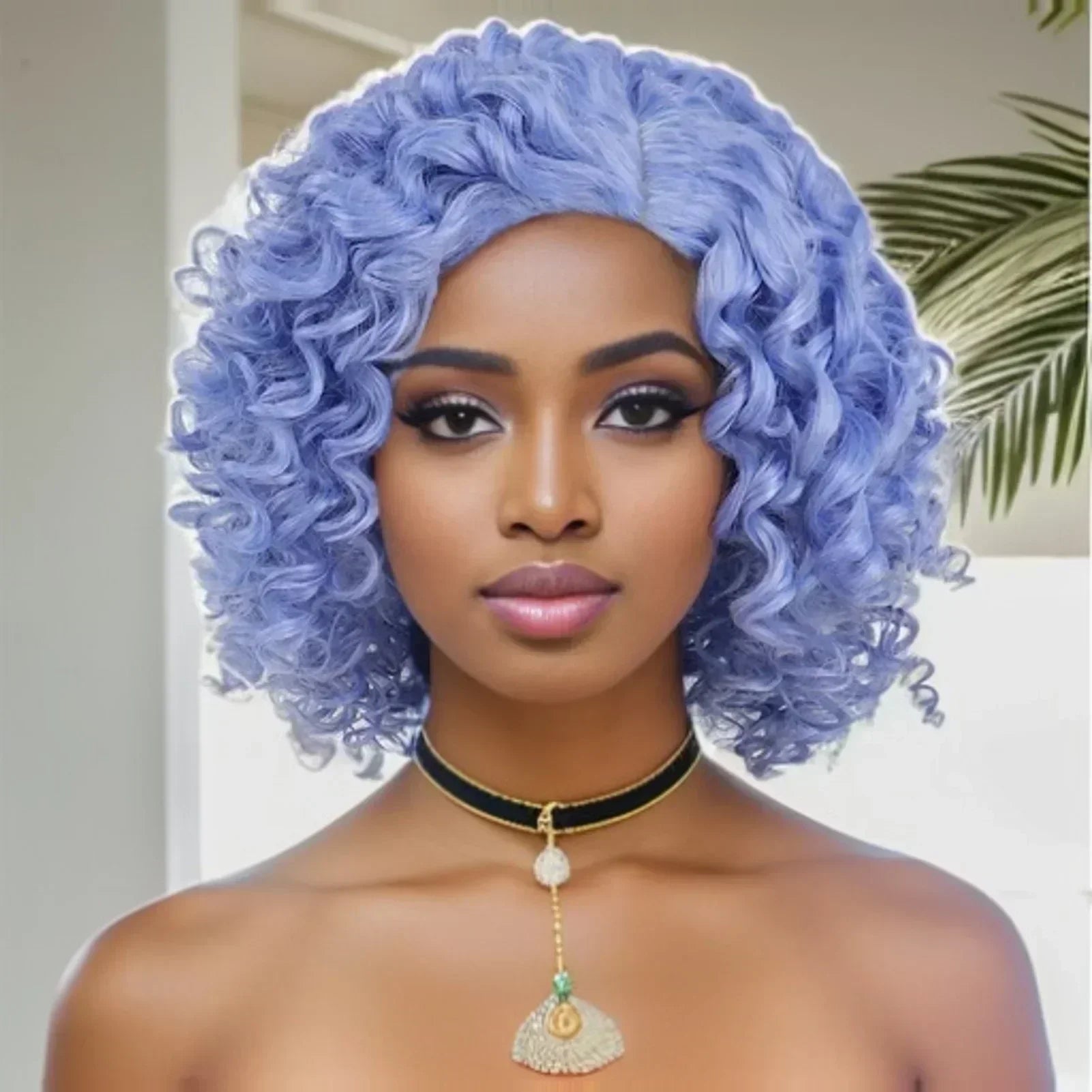 Synthetic Mixed Brown Curly Wigs for Women Short Afro Natural Hair African American Bob Wig Wave Curly