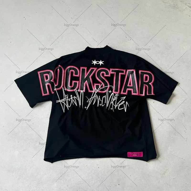Y2k European and American Street Anime Printed T-shirt Casual Versatile Clothing Men Gothic Punk Oversized Short Sleeves Women