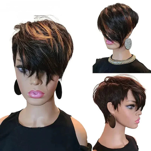 WHIMSICAL W Synthetic Short Straight African American Wig Ombre Black/Medium Auburn Party Women Evening Daily Daily Wear
