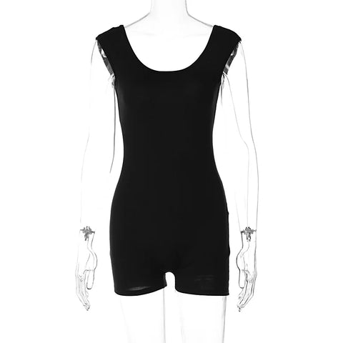 European and American Women's Clothing Cross-Border Summer New Arrival Hot Sale Sexy Backless Solid Color Slim Fit Short Jumpsui