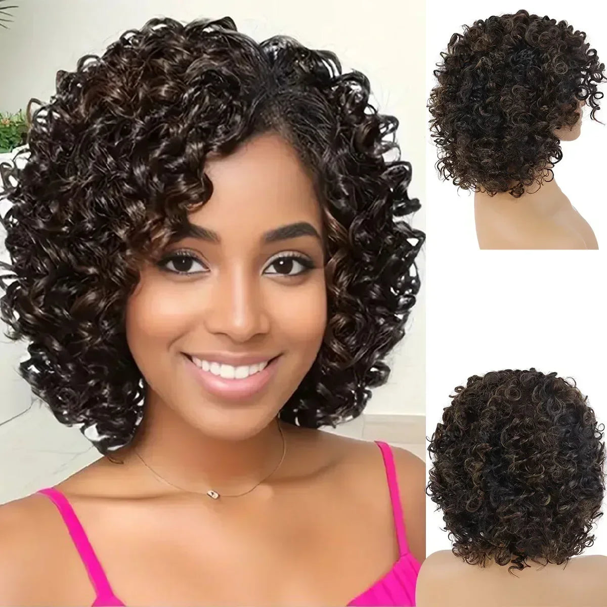 Short Curly Afro Bob Wig – Multi-Color Options