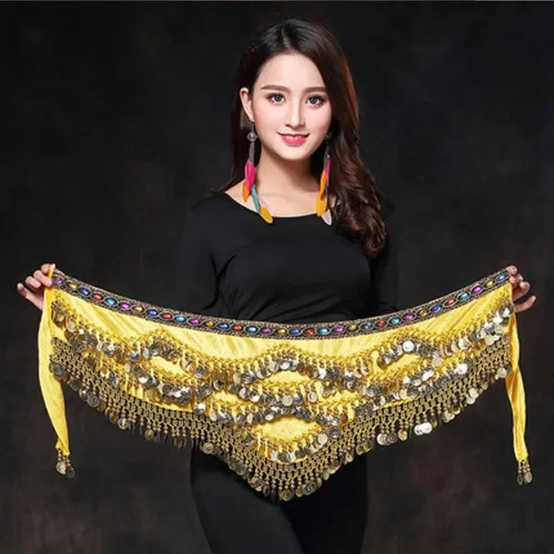 Coin Belly Dance Clothing Accessories Dancing Coin Belt Oriental Indian Belly Dance Coin Belt Bell Dance Hip Scarf Golden