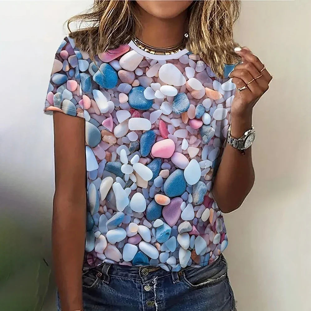 Fashion 3D Love Print T Shirt For Women Casual Round Neck Summer Short Sleeve Tops Hip Hop Trend Ladies Clothing Loose Girl Tees