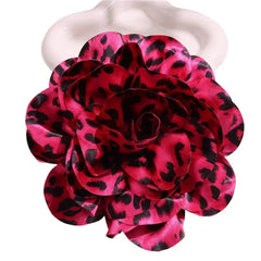 French Satin 19cm Brooch Fabric Exaggerated Leopard Print Large Flower Pins Handmade Flower Clothing Accessory Corsage