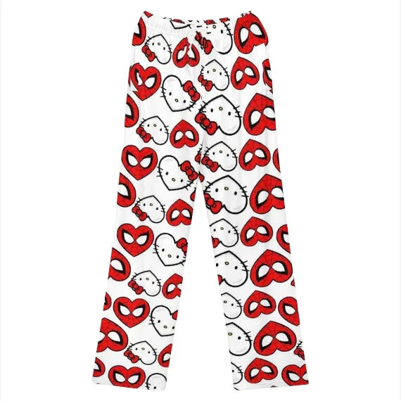 Hello Kitty Spider-man Cotton Loose Ladies Pajama Pants Cartoon Sleep Wear