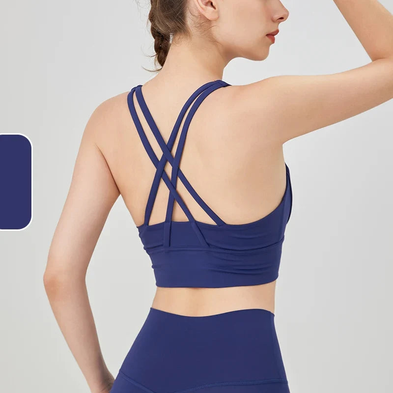 Solid Color Fitness Women Sport Bra Gym Yoga bra Cross Back Yoga Bra Top Sexy Breathable Quick-Drying Workout Sportswear Outfit