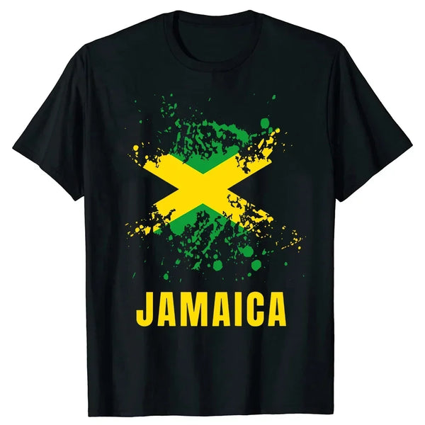 Clothing Casual T-shirts Jamaican Flag Jamaica Souvenir Love Travel Vacation Tee Tops Round Neck Short-Sleeve Fashion Tshirt