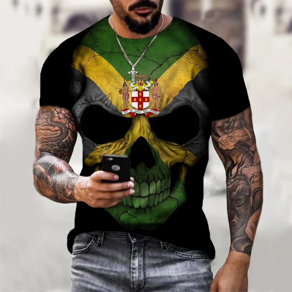 New Jamaica Flag Lion 3D Printed T-shirt Men WomenTshirt Summer Jamaica National Emblem Harajuku Streetwear Tops 2XS-4XL