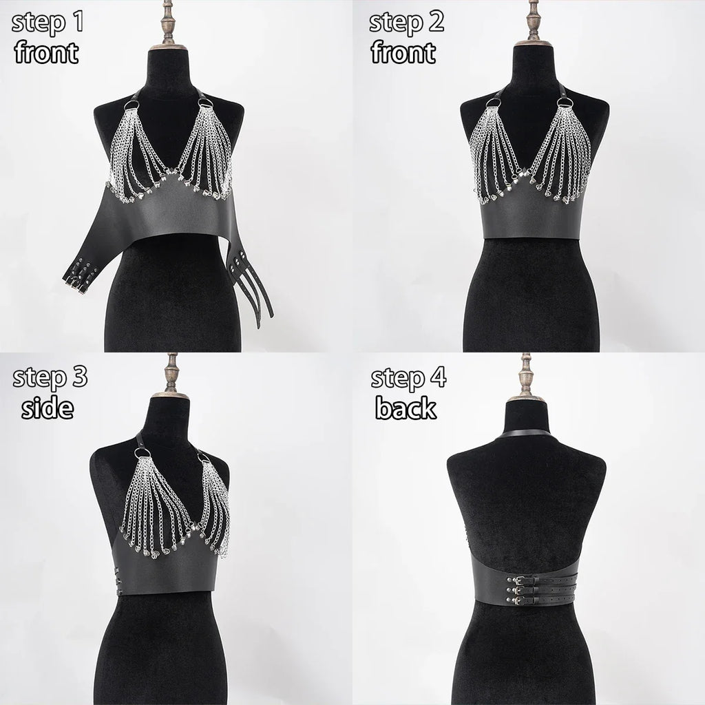 Fashion Street Style corset Chain Tassels Belt Adjustable casual wild Decorative Gothic Accessories