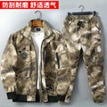 Men Clothing Two Pieces Set Training Two-piece Sweat-shirt Cargo Pants Man Apparel Heavy Jackets Labor Work Camouflage Suit