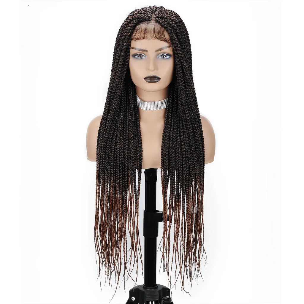 36" Full Lace Braided Wigs Synthetic Hair Box Braids Knotless Braided Wigs For African Women