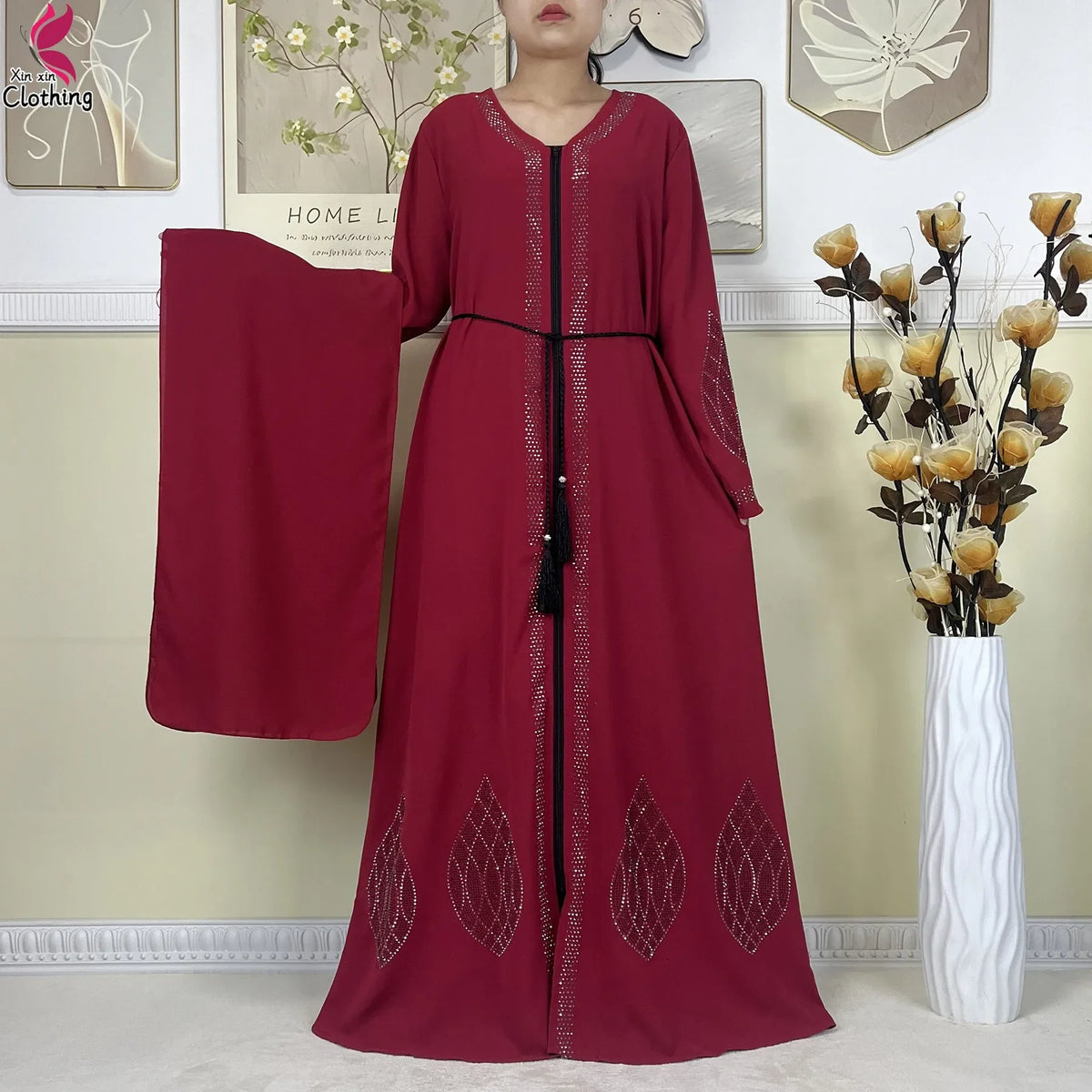 New Muslim Abayas For Dubai Lady Elegant Long Dress Islam Clothing African Abaya Loose Robe With Turban