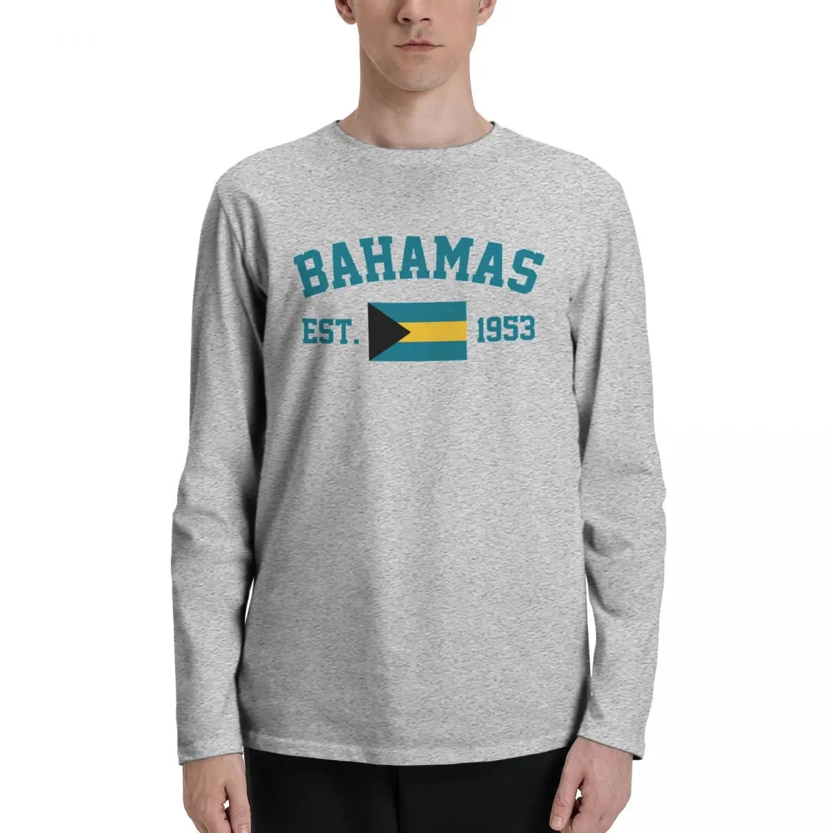 Bahamas Flag Unisex Long-Sleeve Cotton T-Shirt
