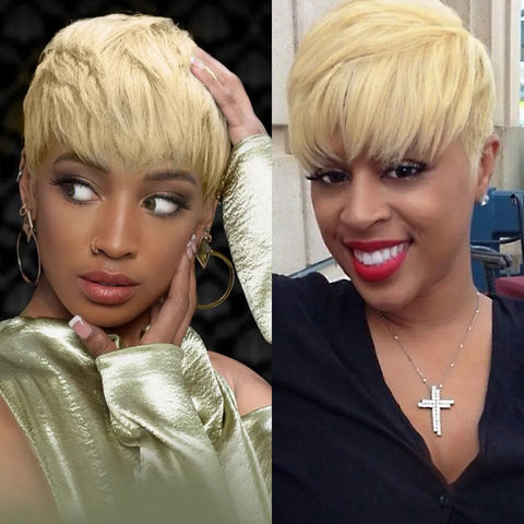 Brazilian Remy Short Pixie Cut Human Hair Glueless Wig