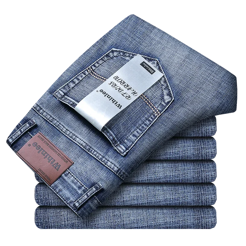 Wthinlee Men's New Business Casual Straight Stretch Jeans Fashion Classic Denim Male Brand