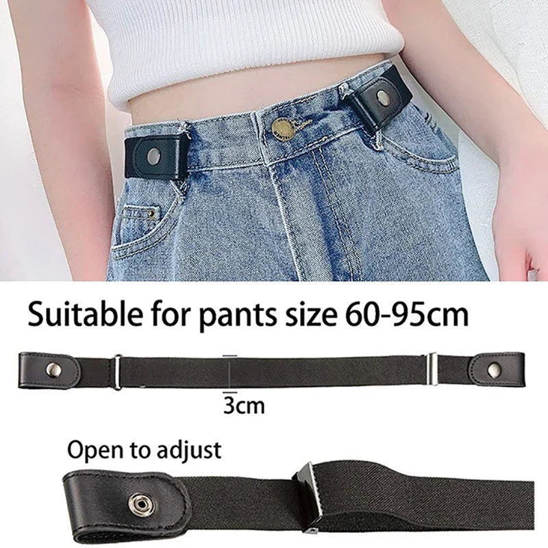 Buckle-Free Waist Belt, No Buckle Stretch Elastic Waist Belt For Women/Men