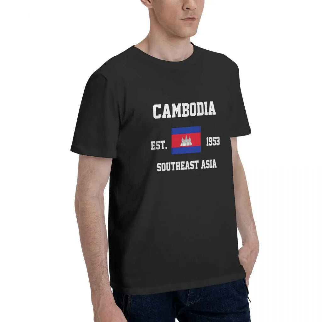 100% Cotton Cambodia Cambodian Flag t shirts Men Casual tshirts Women Clothing T-Shirts Tops Tees S-6XL Gift