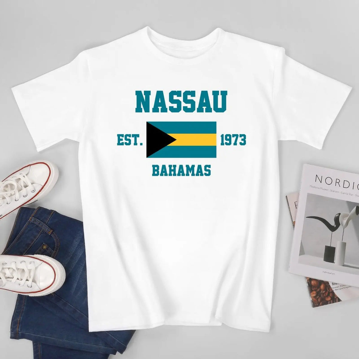 Bahamas Flag EST. 1973 Nassau Cotton T-Shirt