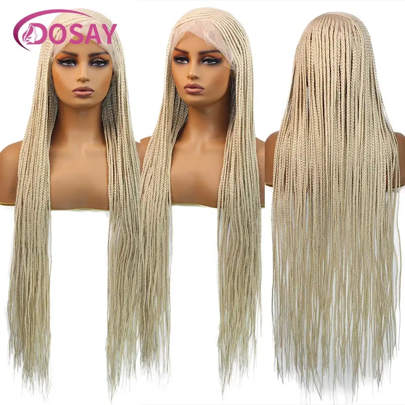 Cornrow Lace Front Braided Wig - Faux Locs Style