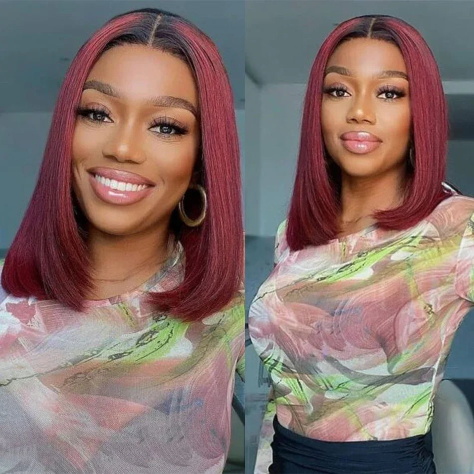 1b 99j Burgundy Human Hair Bundles Ombre Wine Red Bone Straight Human Hair 1/3 /4 Pcs Brazilian Virgin Hair Extensions