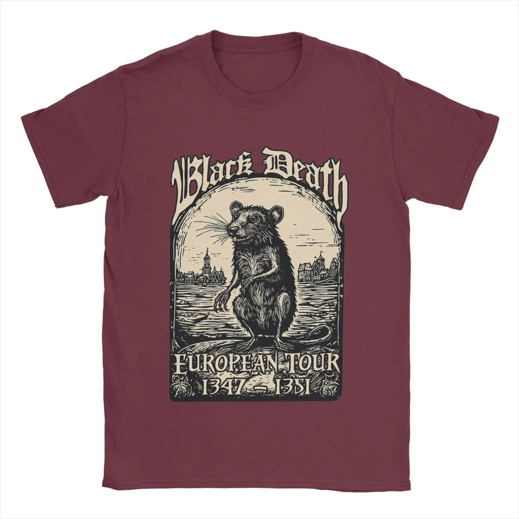 Men's Black Death European Tour 1347-1351 T Shirts 100% Cotton Clothing Funny Round Neck Tee Shirt New Arrival T-Shirts