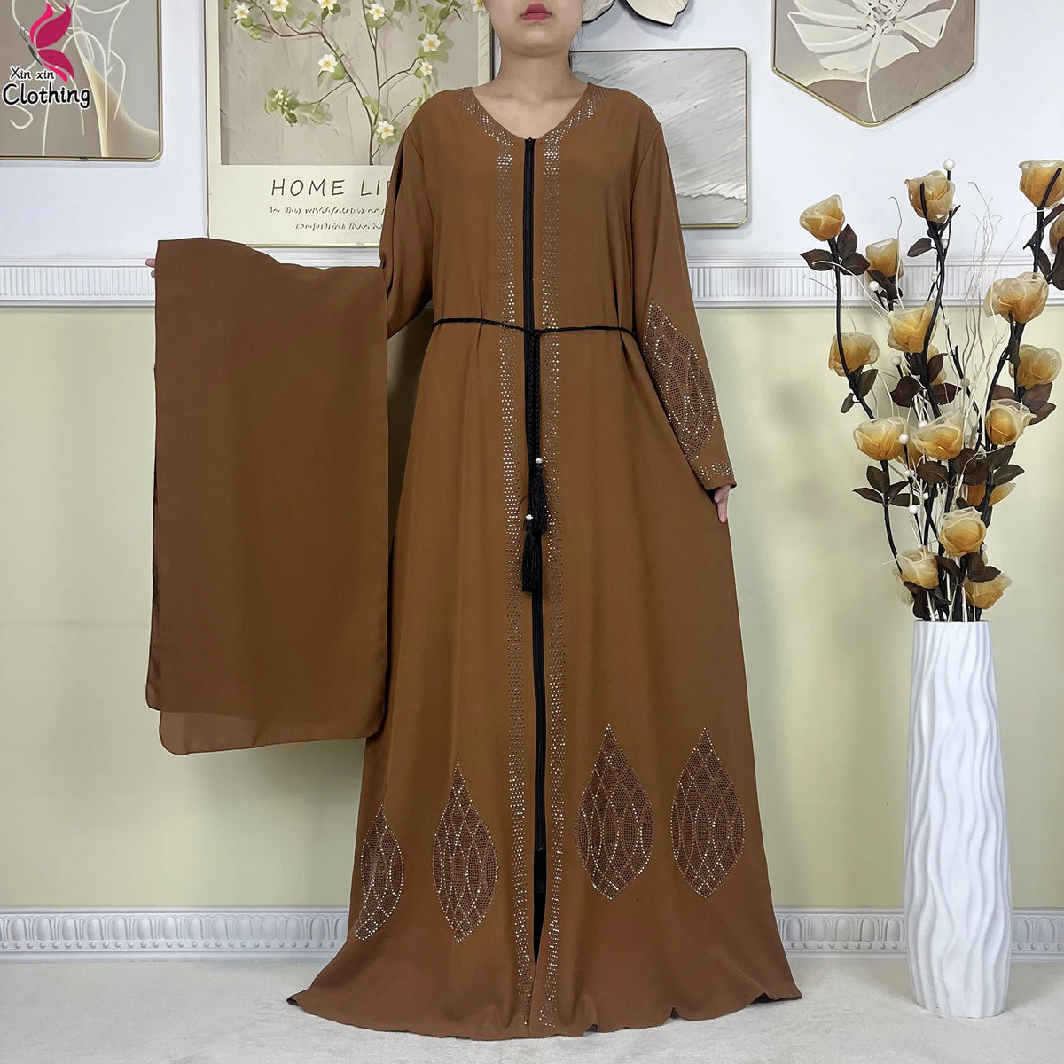 New Muslim Abayas For Dubai Lady Elegant Long Dress Islam Clothing African Abaya Loose Robe With Turban