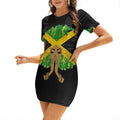 Jamaican Flag Black Woman Melanin Queen Afro Short Sleeved Dress loose summer dress Clothing women's elegant loose dresses