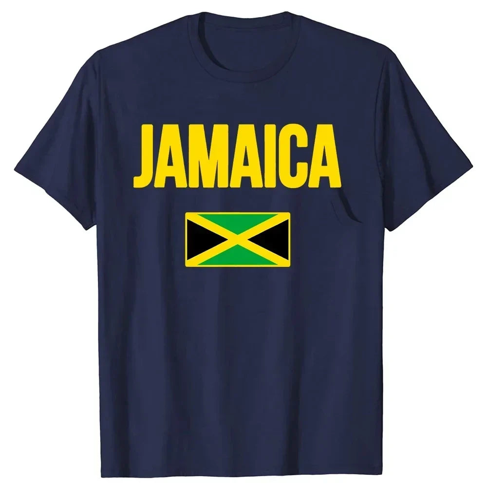 Clothing Casual T-shirts Jamaican Flag Jamaica Souvenir Love Travel Vacation Tee Tops Round Neck Short-Sleeve Fashion Tshirt