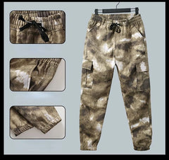 Men Clothing Two Pieces Set Training Two-piece Sweat-shirt Cargo Pants Man Apparel Heavy Jackets Labor Work Camouflage Suit
