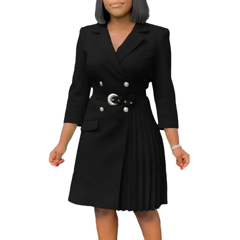 Elegant 3/4 Sleeve Midi Dress Casual Wear Party Office A-Line Dresses