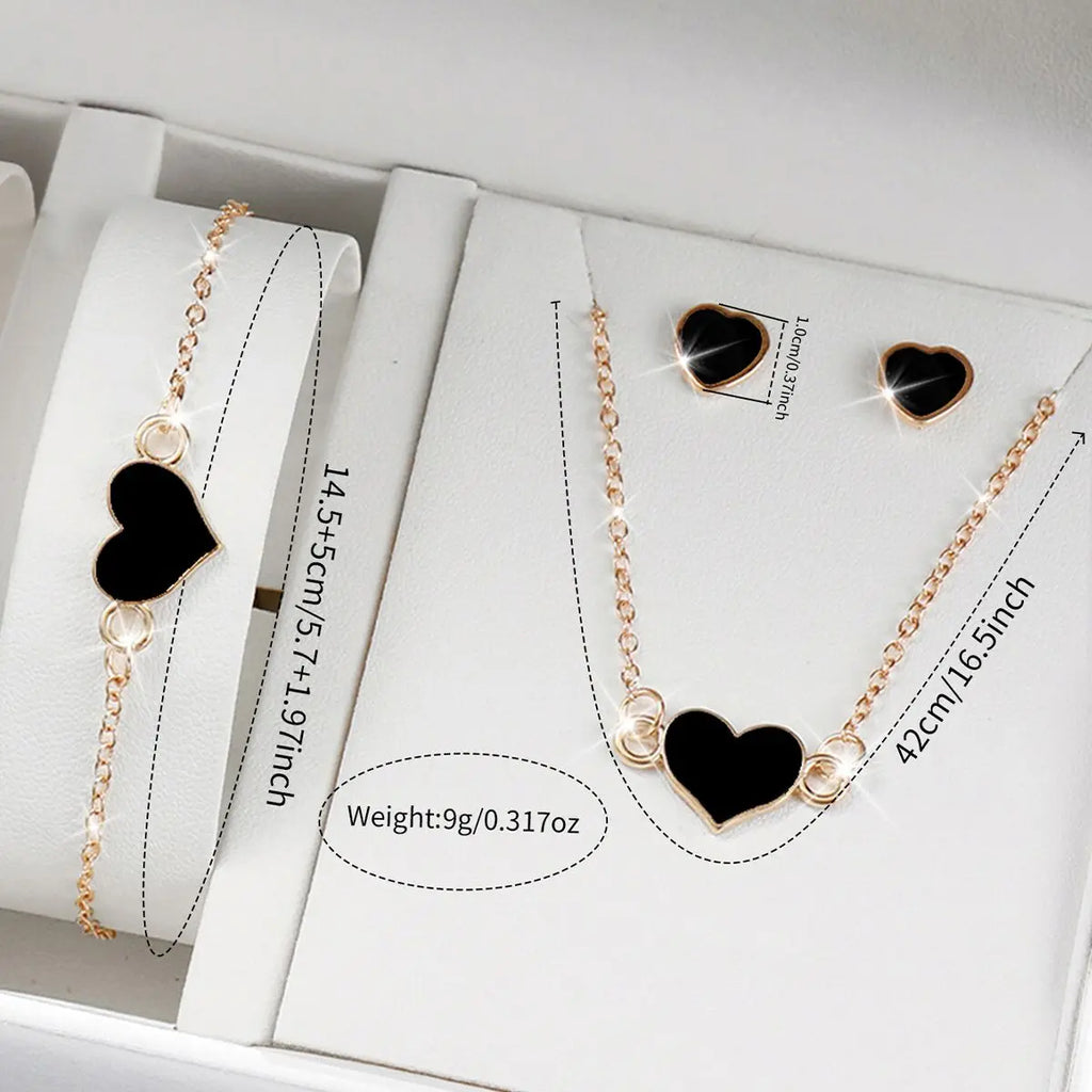 5PCS/Set Women's Fashion Leather Band Analog Quartz Watches Heart Jewelry Set (Without Box)