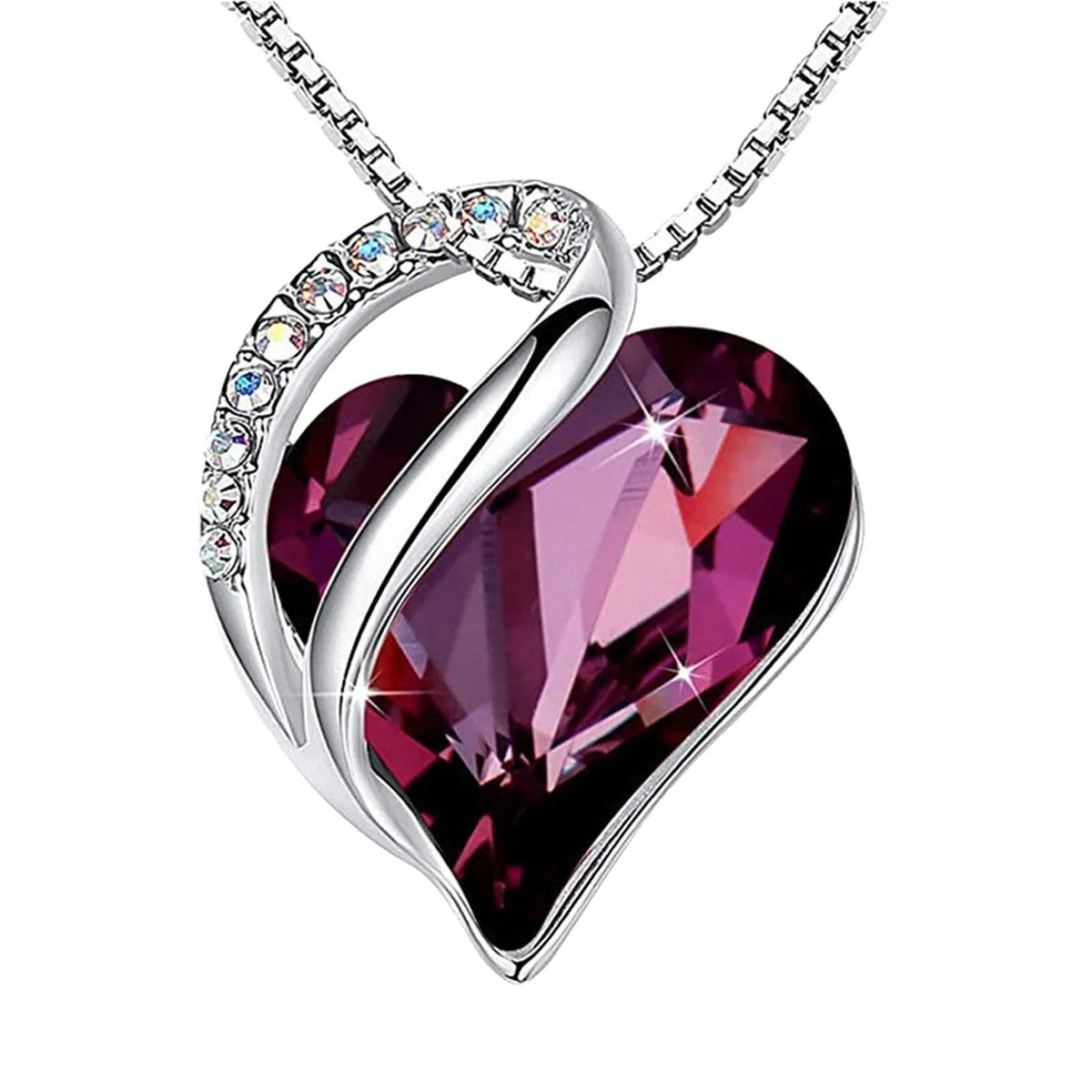 Fashion Silver Love Heart Crystal Pendant Necklace Any Occasion Gift Piece