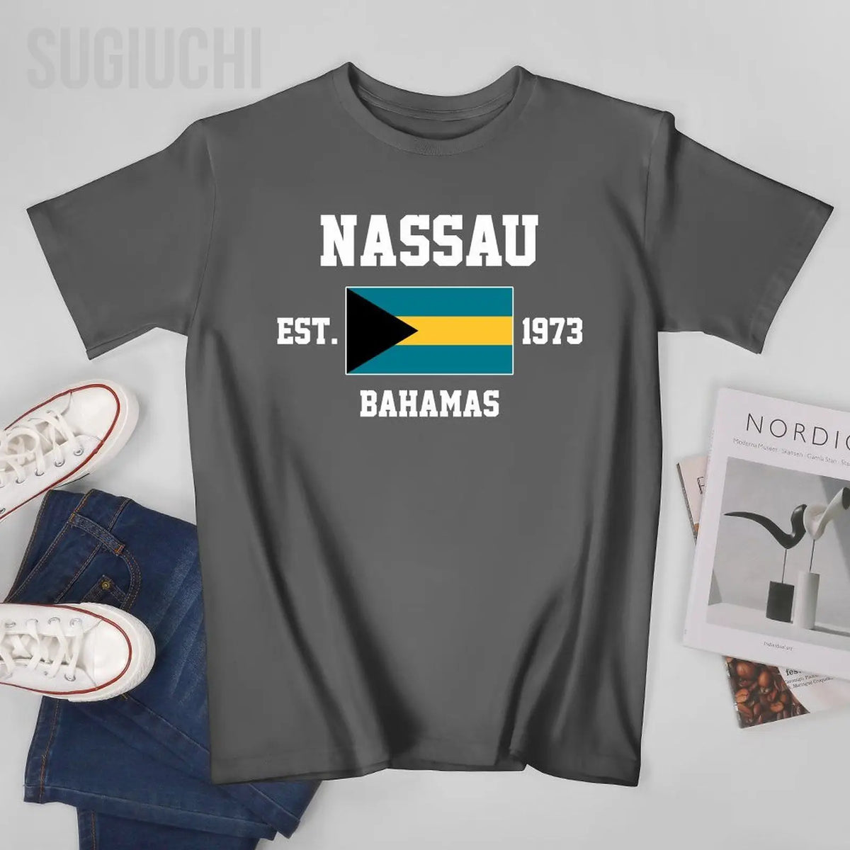Bahamas Flag EST. 1973 Nassau Cotton T-Shirt