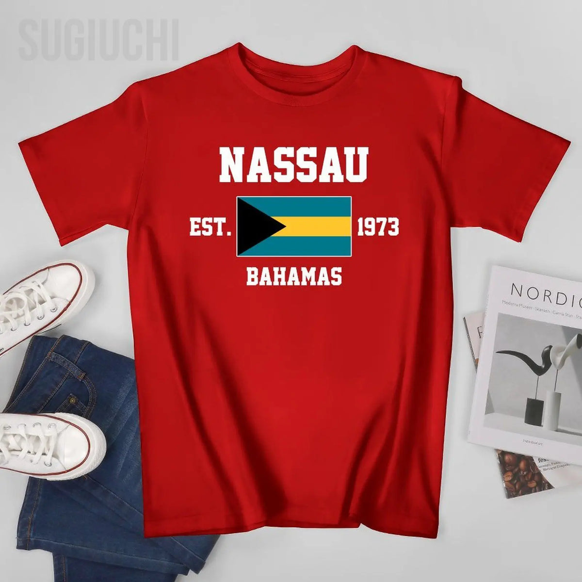 Bahamas Flag EST. 1973 Nassau Cotton T-Shirt