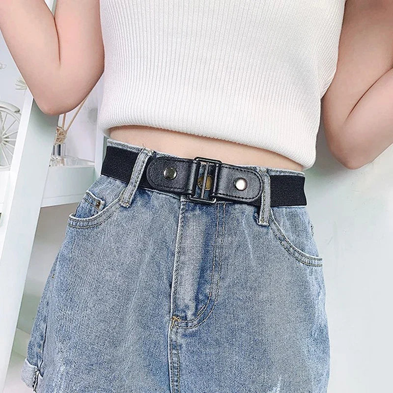 Buckle-Free Waist Belt, No Buckle Stretch Elastic Waist Belt For Women/Men
