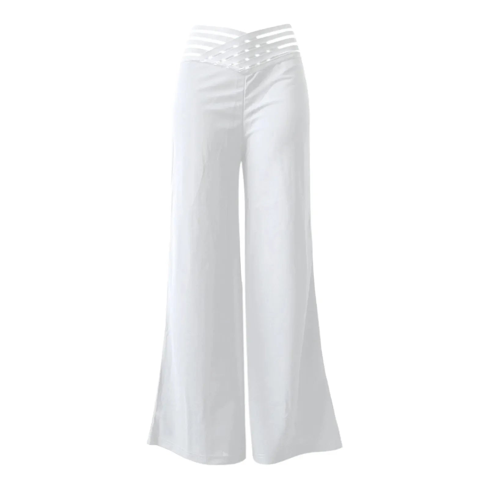Women Wide Leg Flared Pants Crisscross Sheer Mesh Y2k Streetwear
