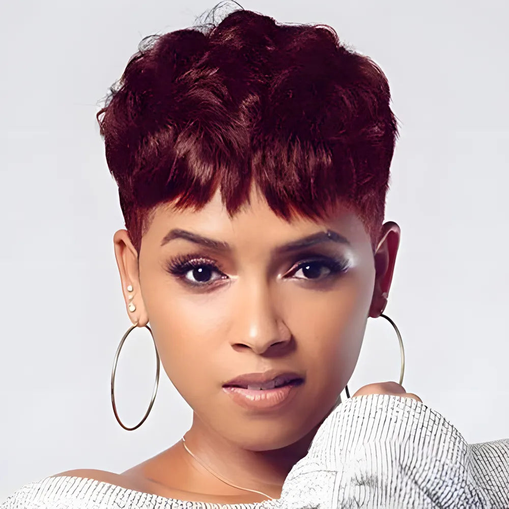 Natural Wavy Short Wig With Bangs - Multi-Color Options