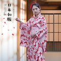 Fashion National Trends Women Sexy Kimono Yukata With Obi Novelty Evening Dress Japanese Cosplay Costume Floral One Size