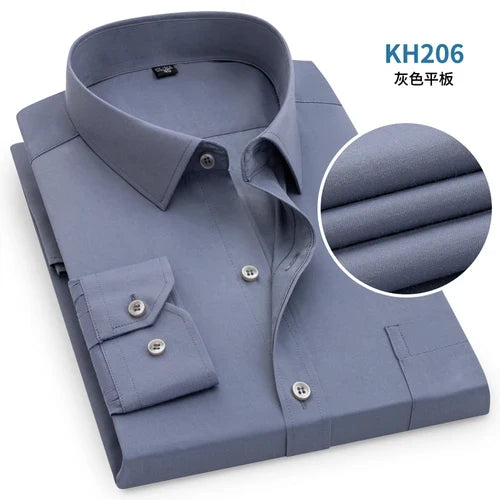 Bright Red Long-sleeved Shirt Men's Single-breasted Square Collar Shirts Business / Wedding / Party Casual Shirt Blue White 6XL