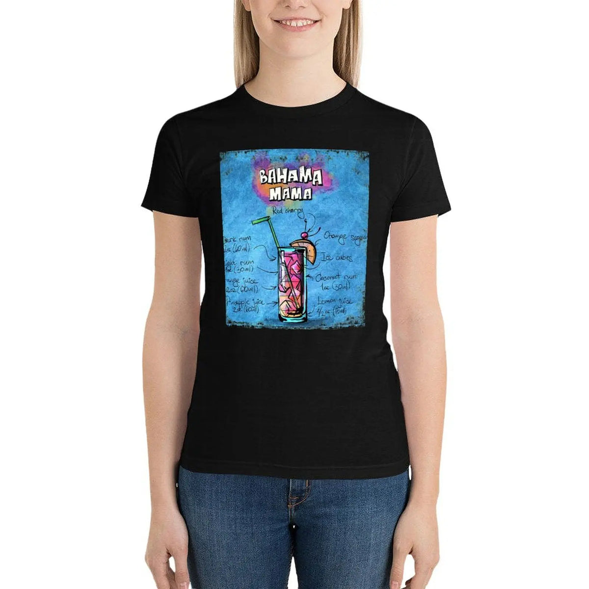 Bahama Mama Cocktail Recipe T-Shirt Aesthetic clothing plus size tops tees female fashion woman blouse 2024