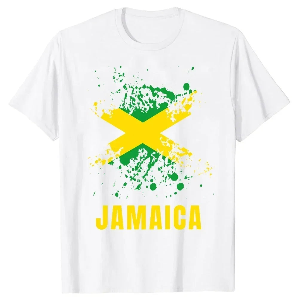 Clothing Casual T-shirts Jamaican Flag Jamaica Souvenir Love Travel Vacation Tee Tops Round Neck Short-Sleeve Fashion Tshirt