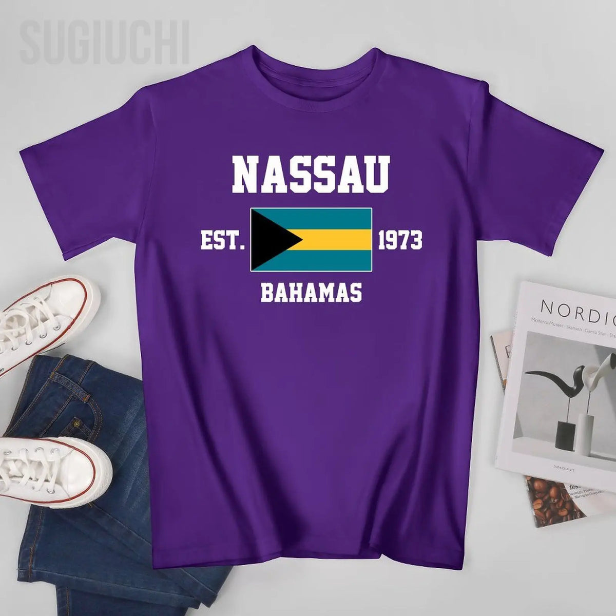 Bahamas Flag EST. 1973 Nassau Cotton T-Shirt