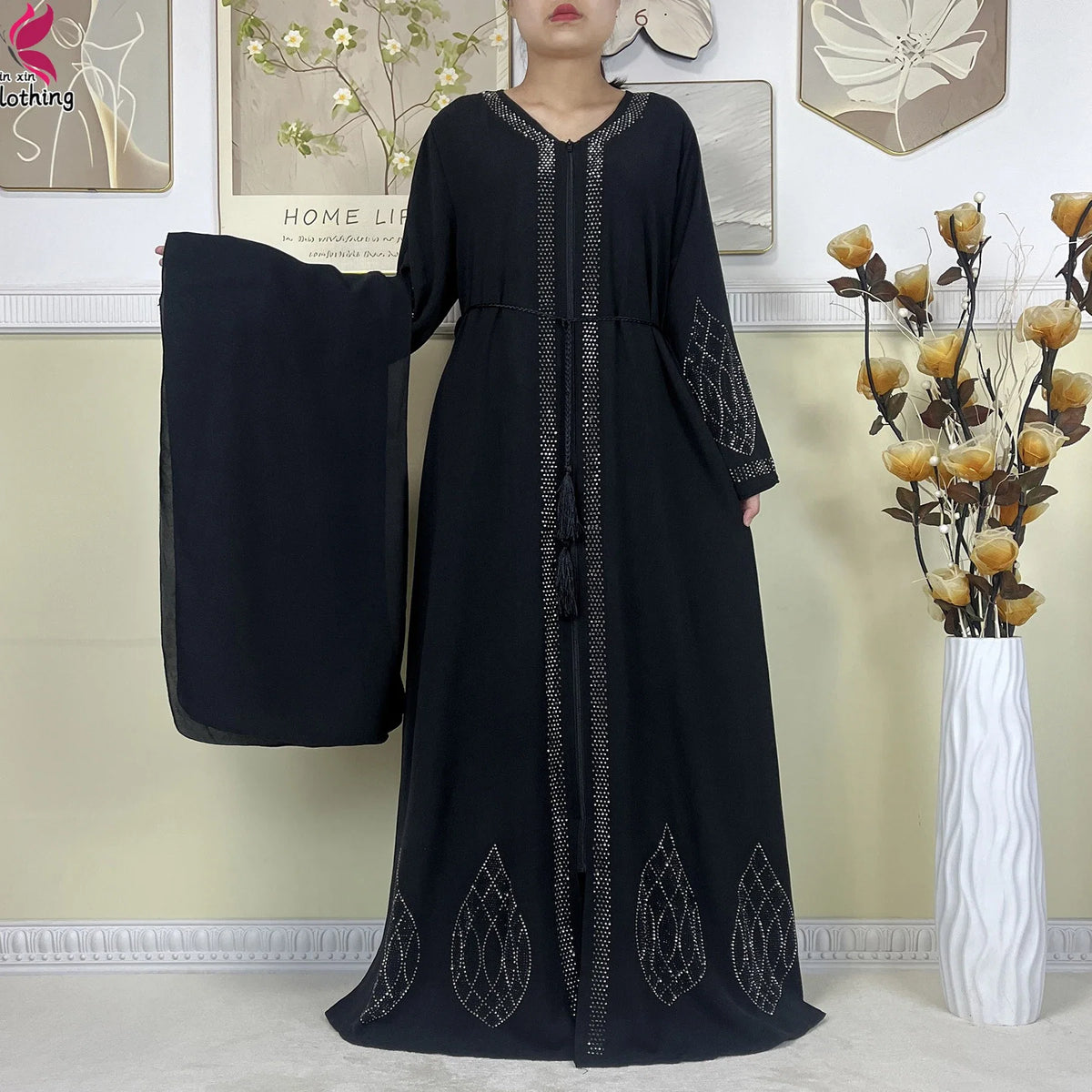 New Muslim Abayas For Dubai Lady Elegant Long Dress Islam Clothing African Abaya Loose Robe With Turban