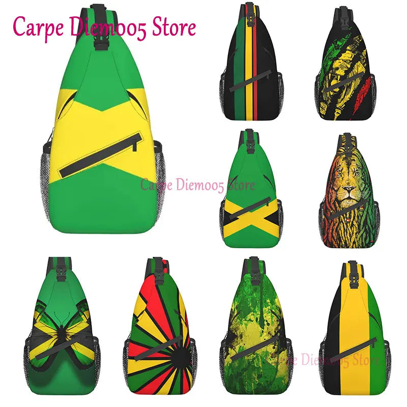 Jamaica Flag Crossbody Backpack Sling Shoulder Bag for Men Women Durable Gym Bag For Cycling Traveling Hiking Daypack