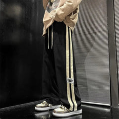 American Vintage Side Striped Pants Corduroy Men Casual High Street Harem Trousers Y2K Joggers Baggy Straight Sweatpants