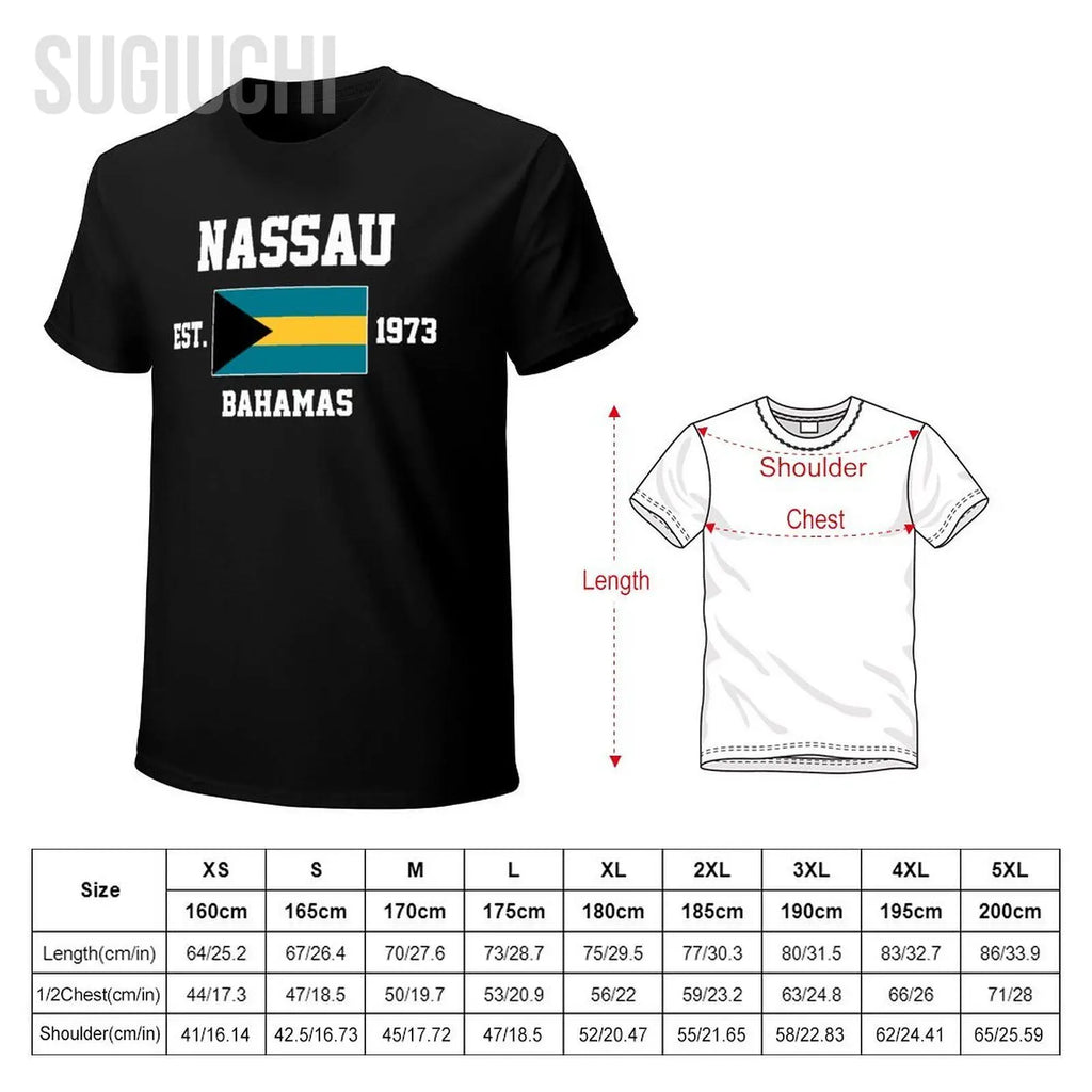 Patriotic Flag Bahamas EST.1973 Nassau Men Tshirt Tees T-Shirt O-neck T Shirts Women Boys Clothing 100% Cotton
