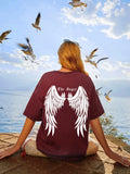 Dark Angel Wing Hot sale Graphic Printed T-Shirts For Women Loose Oversized Clothing Hip Hop Street Tshirt Cotton Short Sleeves