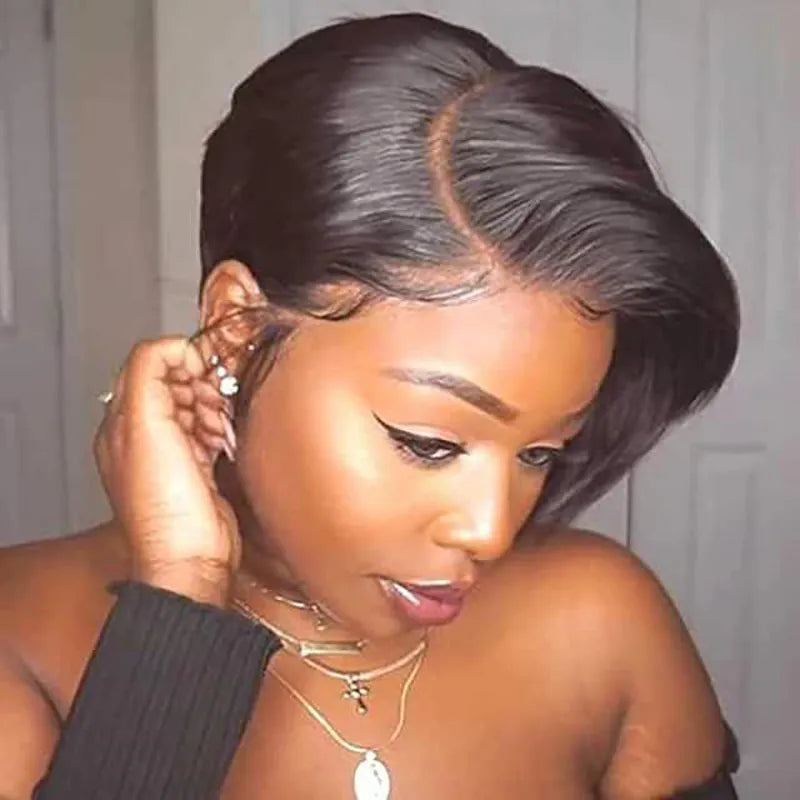 T-Part Straight Pixie Cut Lace Wig – Brazilian Human Hair